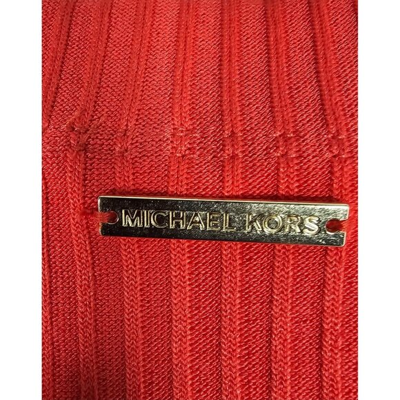 Michael Kors Sleevless Two-Piece Ribbed Tank Pencil Skirt Set-Coral-Size XS - Picture 4 of 8